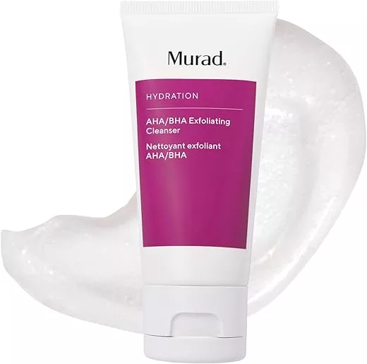 Murad AHA/BHA Exfoliating Cleanser - Hydration Exfoliating & Moisturizing Salicylic, Lactic and Glycolic Acid Face Wash - Creamy Skin Smoothing Treatment Backed by Science, 6.75 Oz